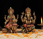 Lakshmi Ganesha Murti in Antique Finish - 7 Inch